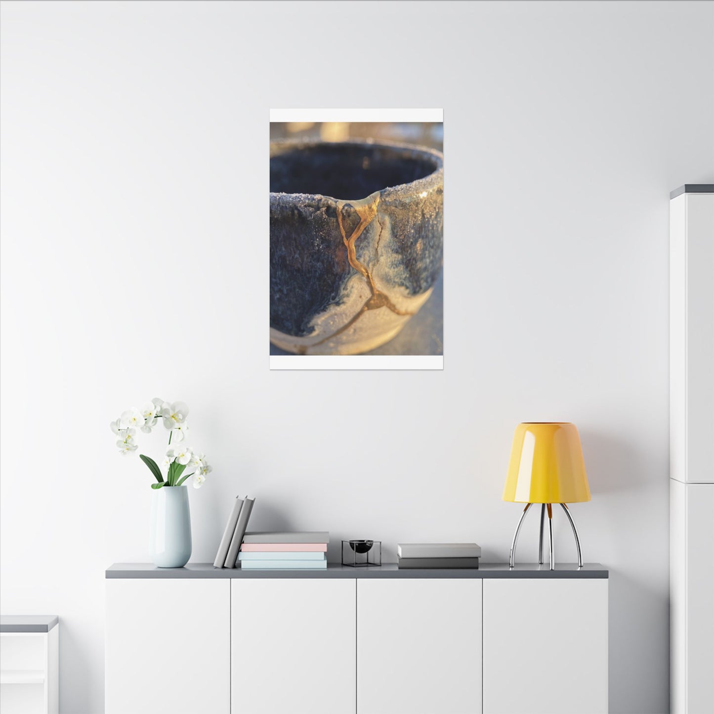 Winter Ceramic Bowl Gold Vein Canvas Art | Healing Decor