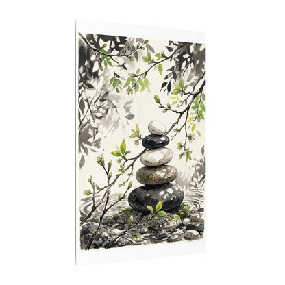 Spring River Stones Japanese Pattern Canvas Art | Elegant Decor