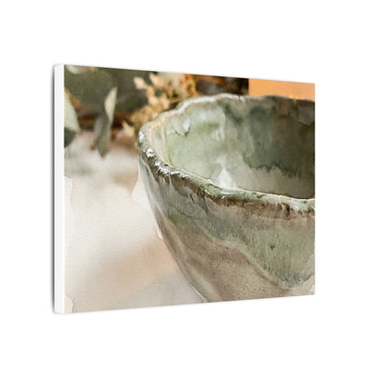Ceramic Bowl Canvas Art | Summer Japandi Watercolor Art