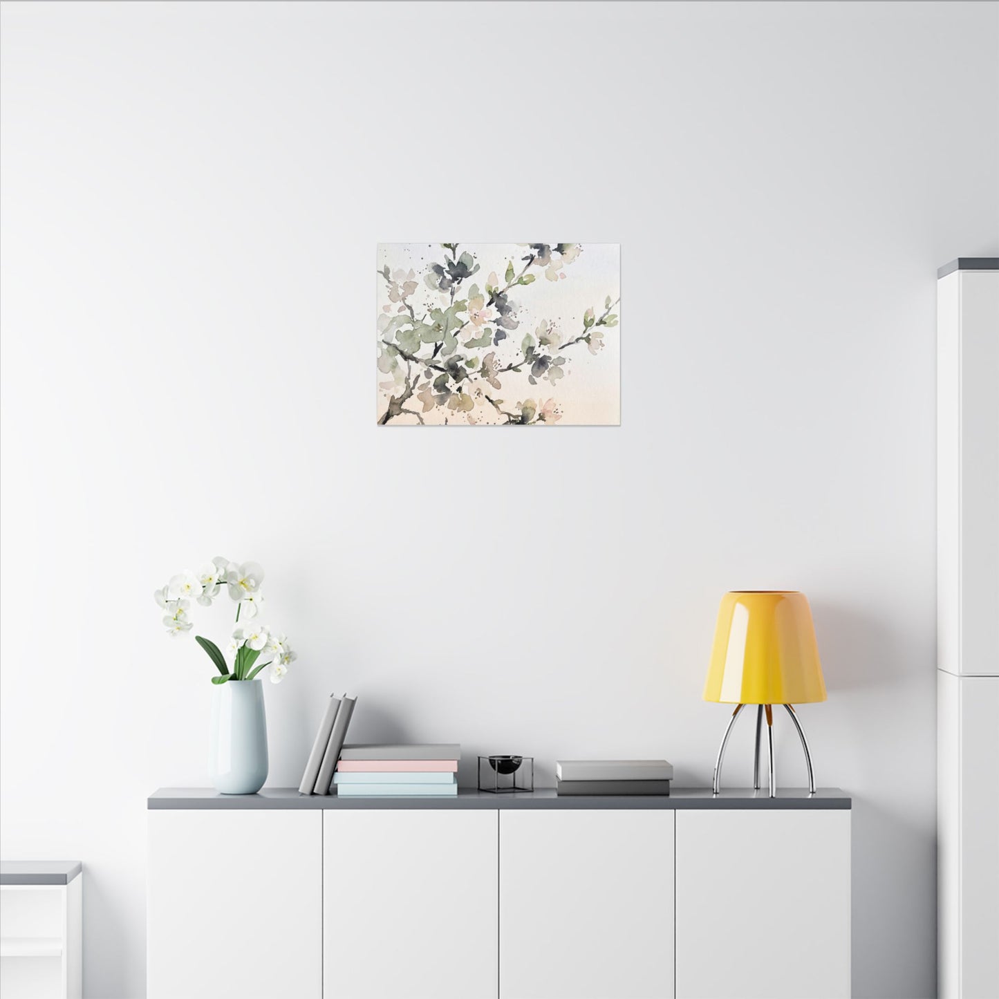 Cherry Blossom Watercolor Canvas Art | Elegant Japandi Art