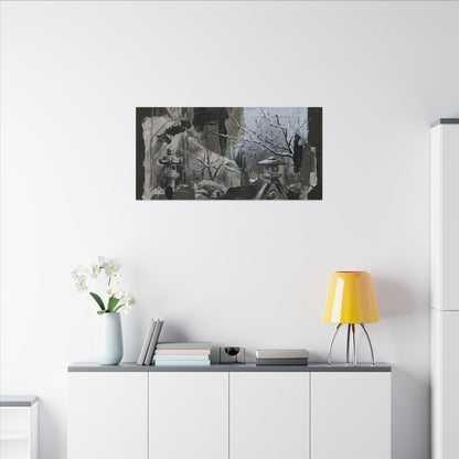 Winter Moonlit Garden Dark Texture Canvas Art | Moody Decor