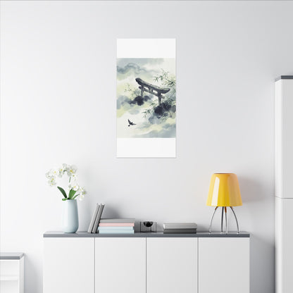 Torii Gate Sumi E Canvas Art | Serene Zen Art