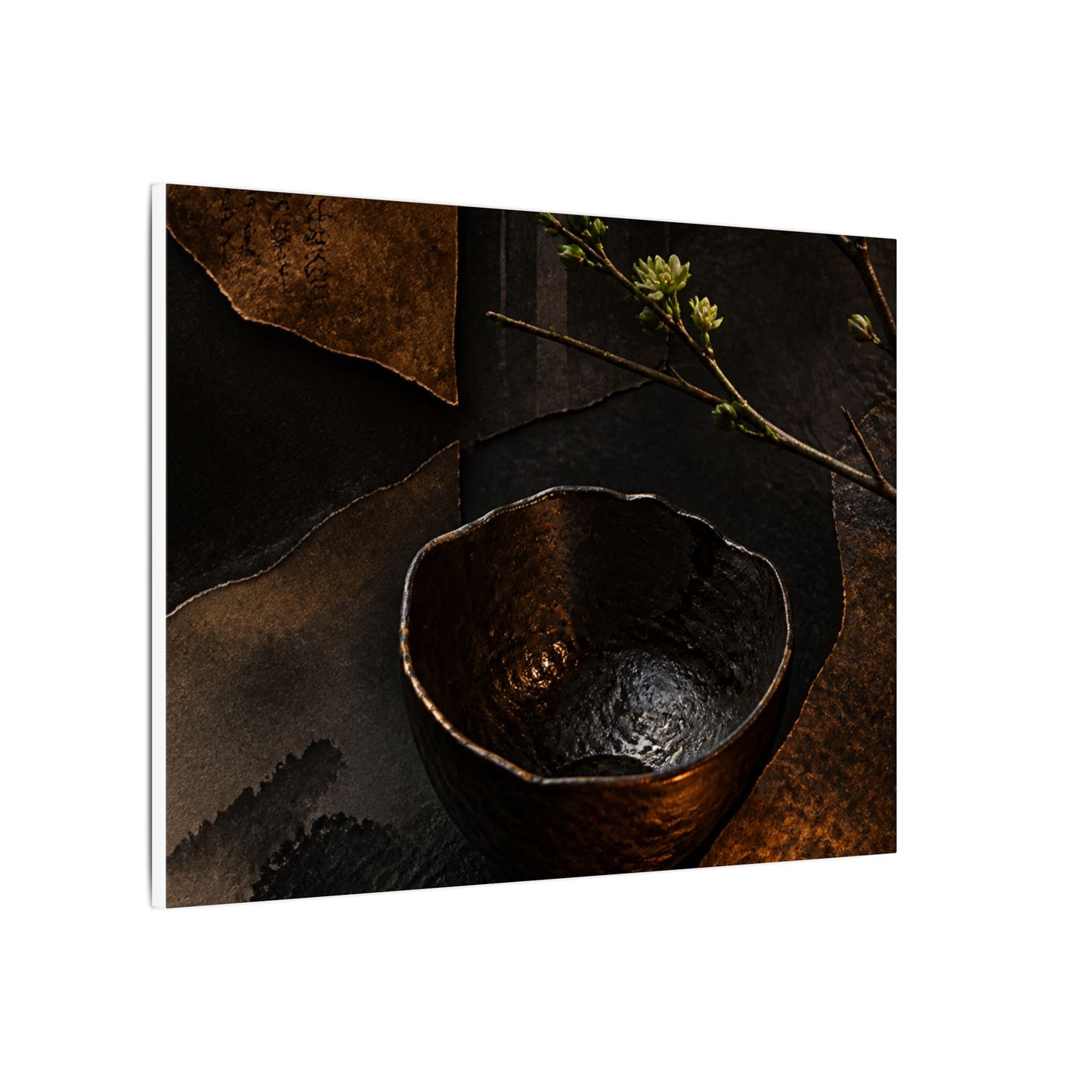 Atmospheric Ceramic Bowl Canvas Art - Shadow Zen Dark Japandi