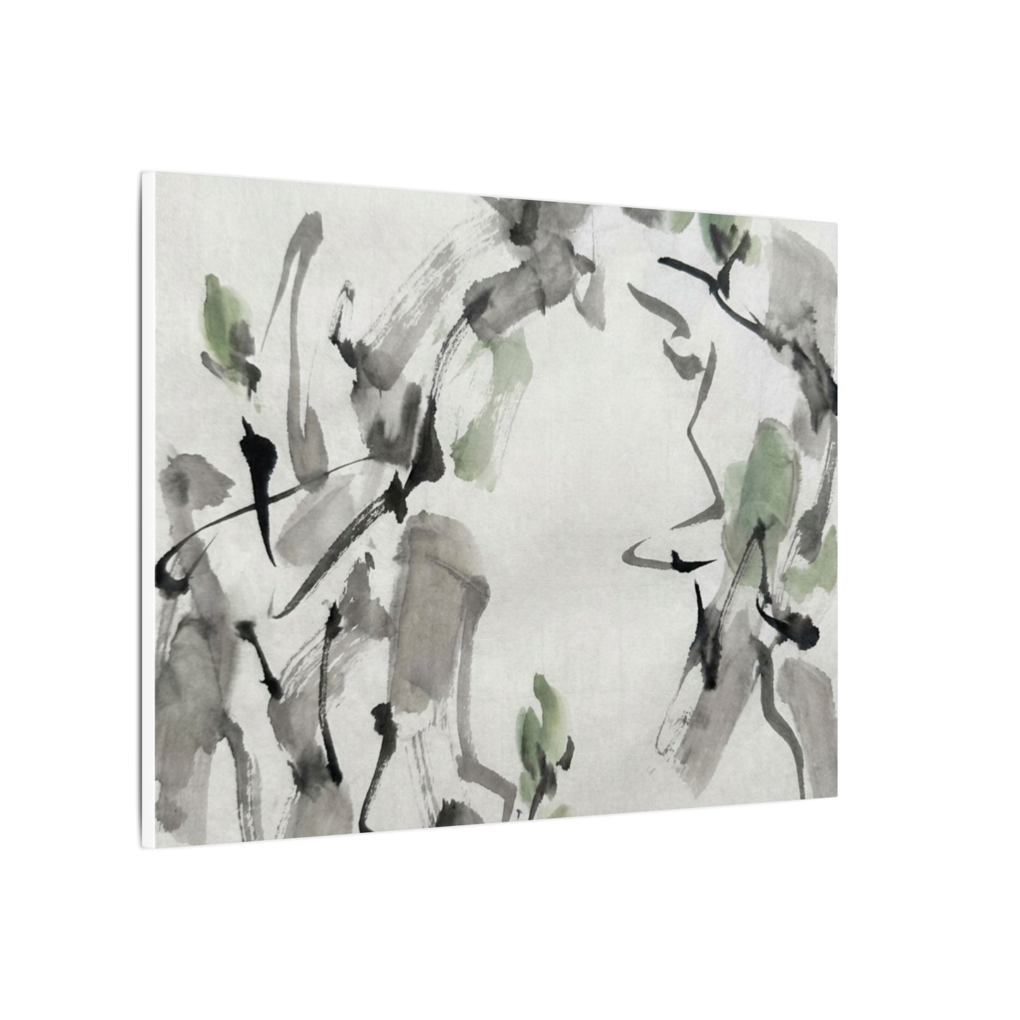 Zen Ink Brushstroke in Overcast | Sumi E Canvas Art