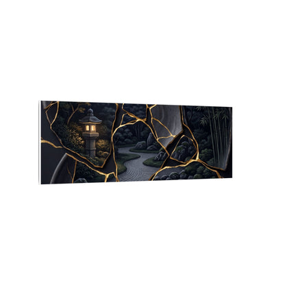 Kintsugi Moonlit Garden in Golden Hour | Gold Repair Canvas Art