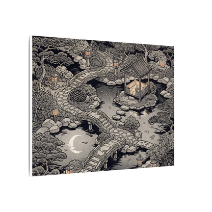 Moonlit Garden Ukiyo E Inspired Canvas Art | Serene Zen Art