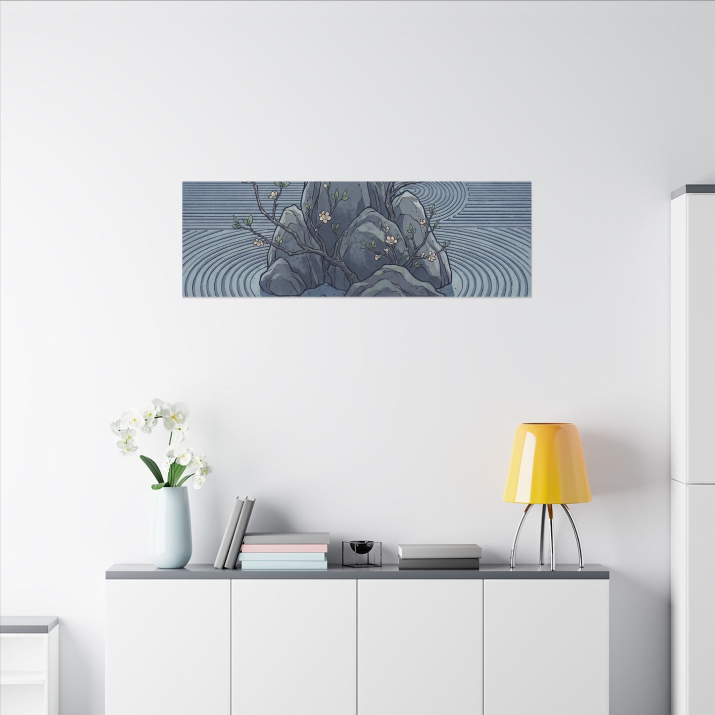 Spring Rock Garden Ukiyo E Inspired Canvas Art | Tranquil Decor