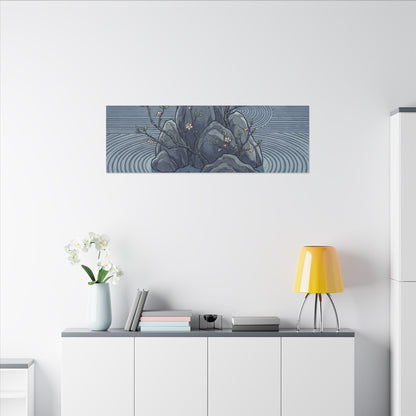 Spring Rock Garden Ukiyo E Inspired Canvas Art | Tranquil Decor