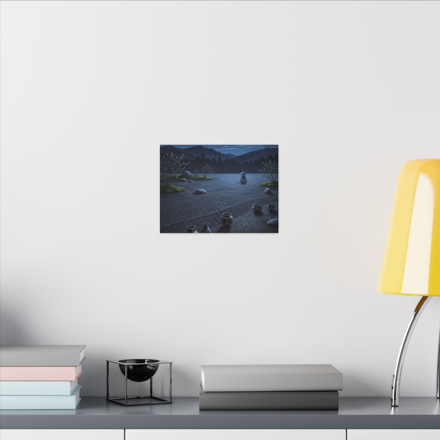 Kintsugi Moonlit Garden in Moonlight | Gold Repair Canvas Art