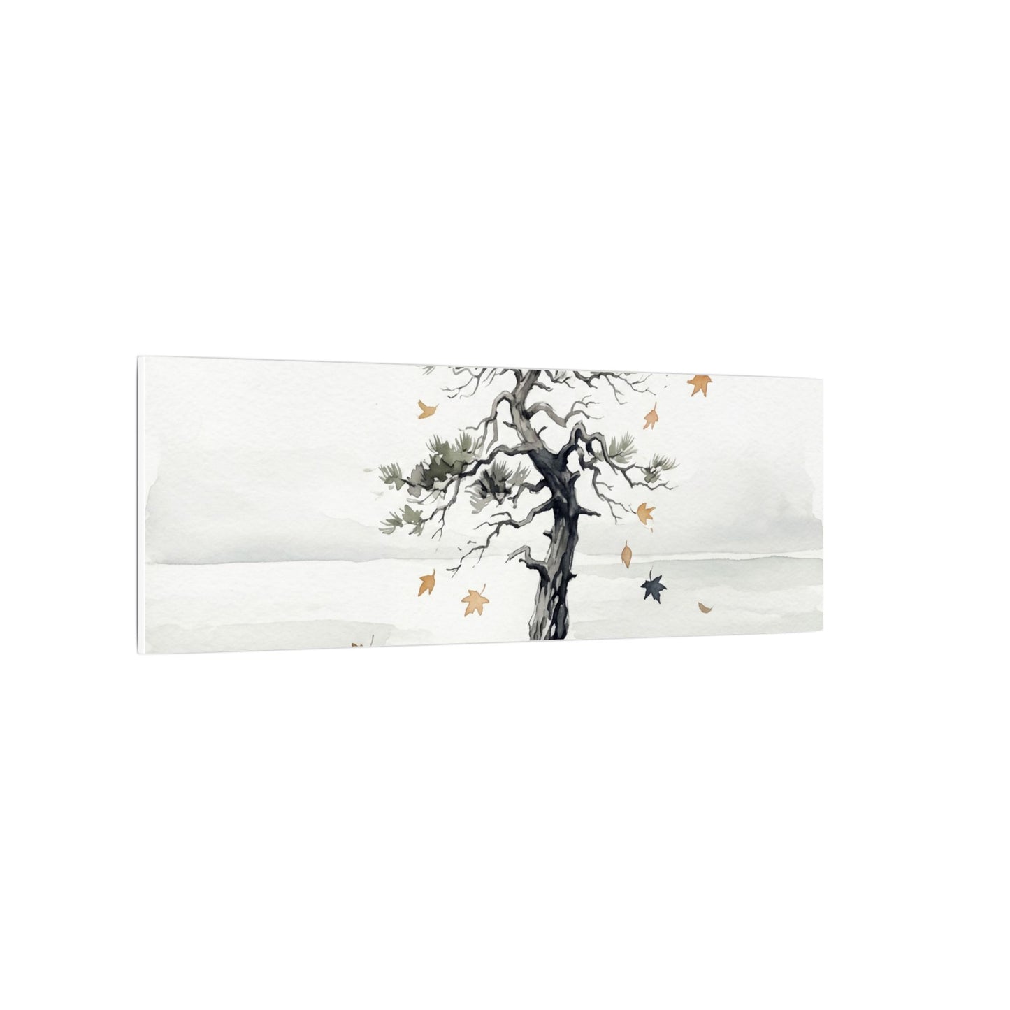 Japandi Pine Tree in Overcast | Watercolor Canvas Art
