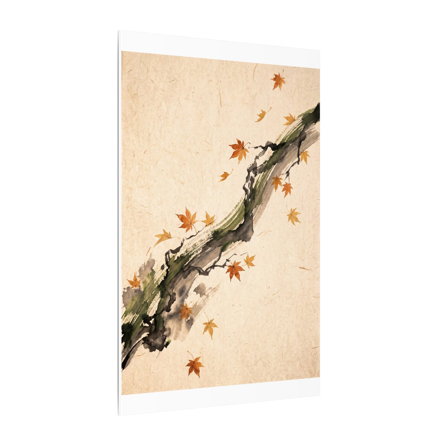 Ink Brushstroke Autumn Canvas Art | Zen Calm Design