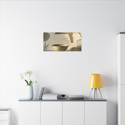 Warm Ceramic Bowl Canvas Art - Minimal Line Japandi