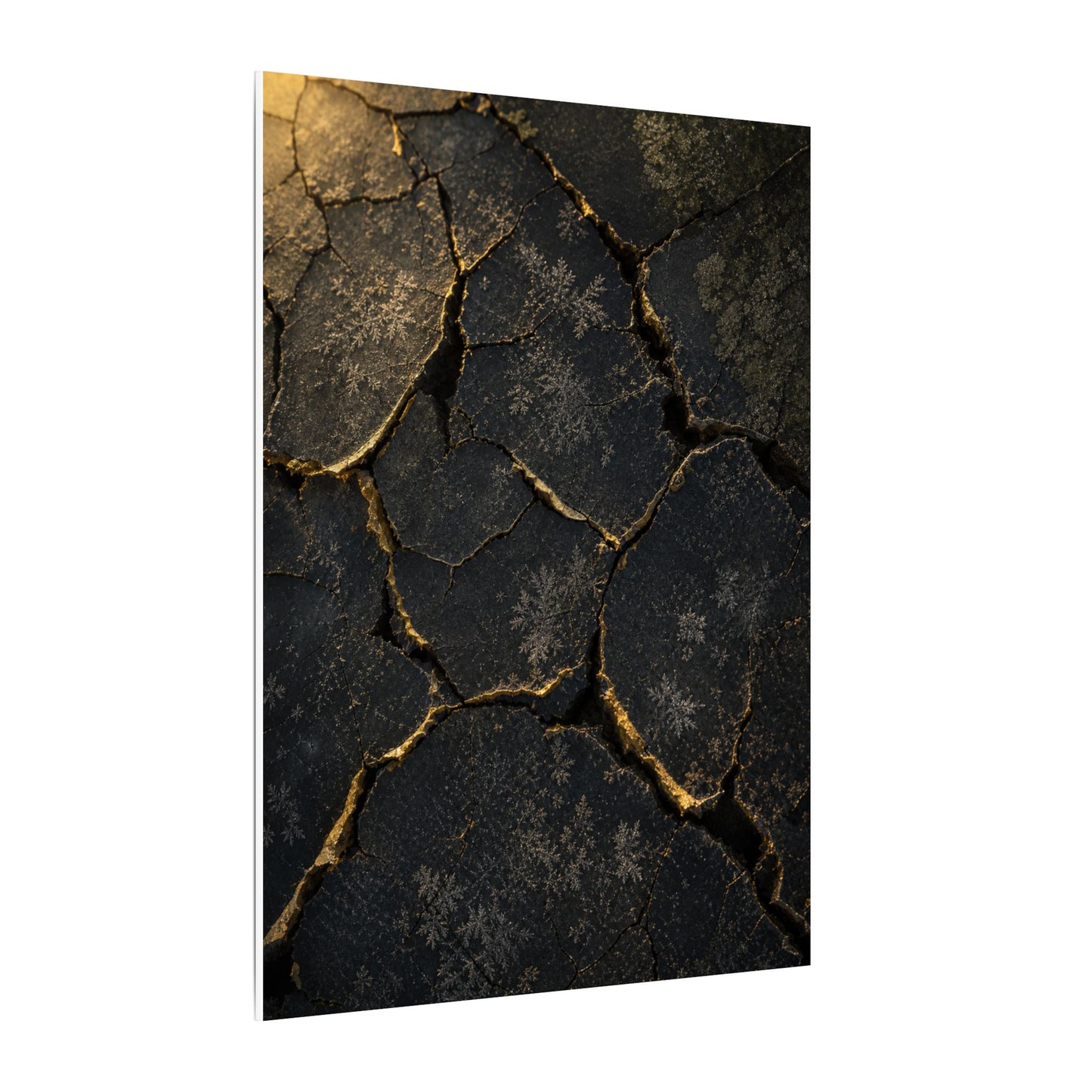 Cracked Earth Canvas Art | Winter Dark Japandi Shadow Zen Art
