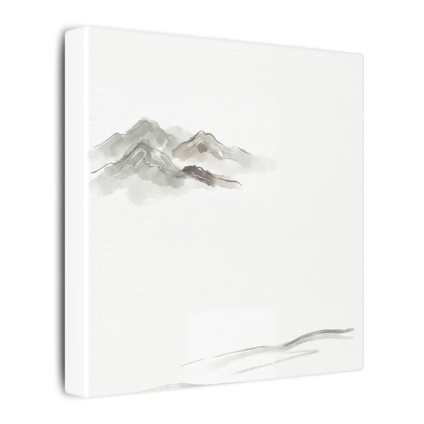 Winter Mountain Mist Minimal Line Canvas Art | Elegant Decor