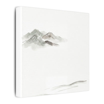 Winter Mountain Mist Minimal Line Canvas Art | Elegant Decor