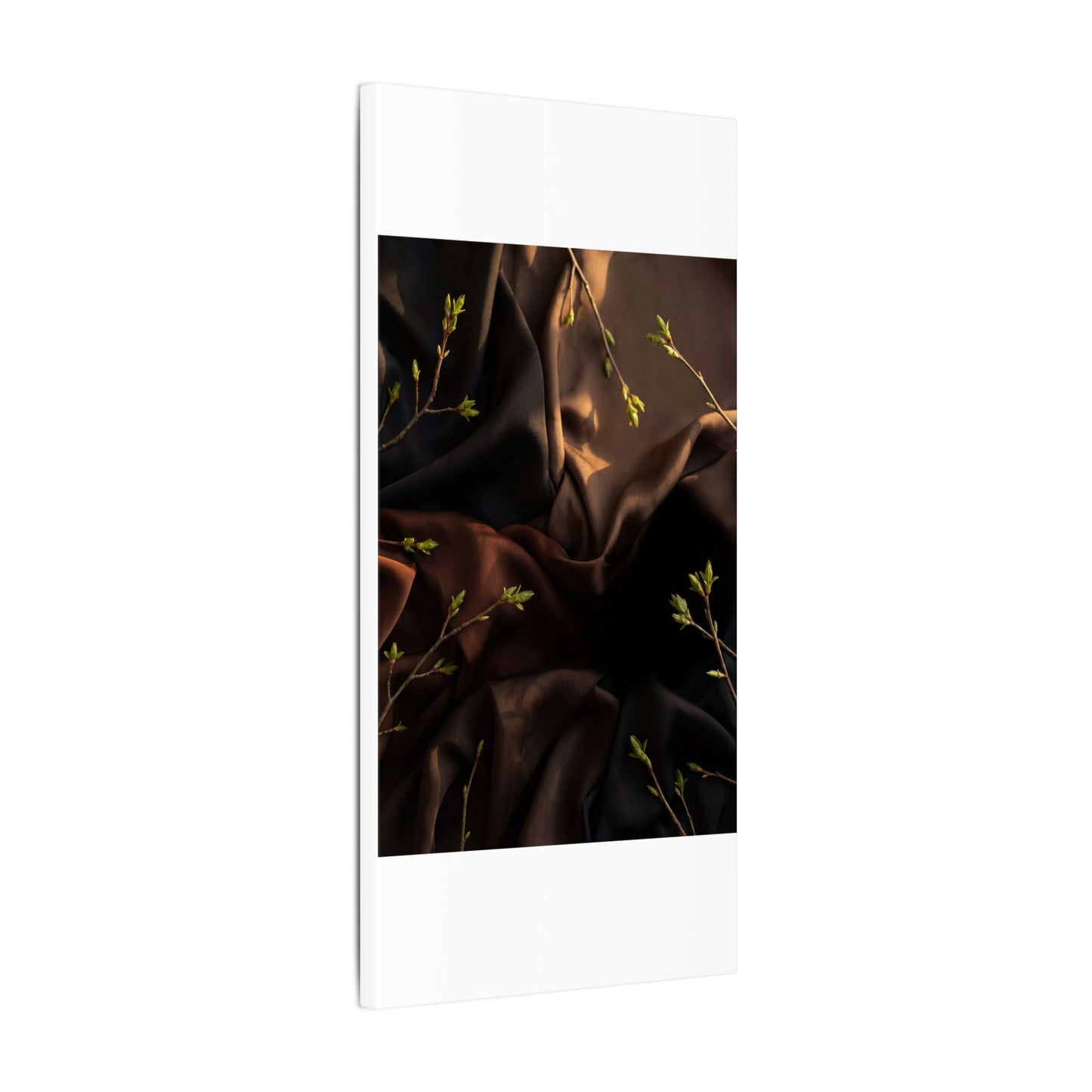 Dark Japandi Silk Drape in Golden Hour | Moody Minimal Canvas Art