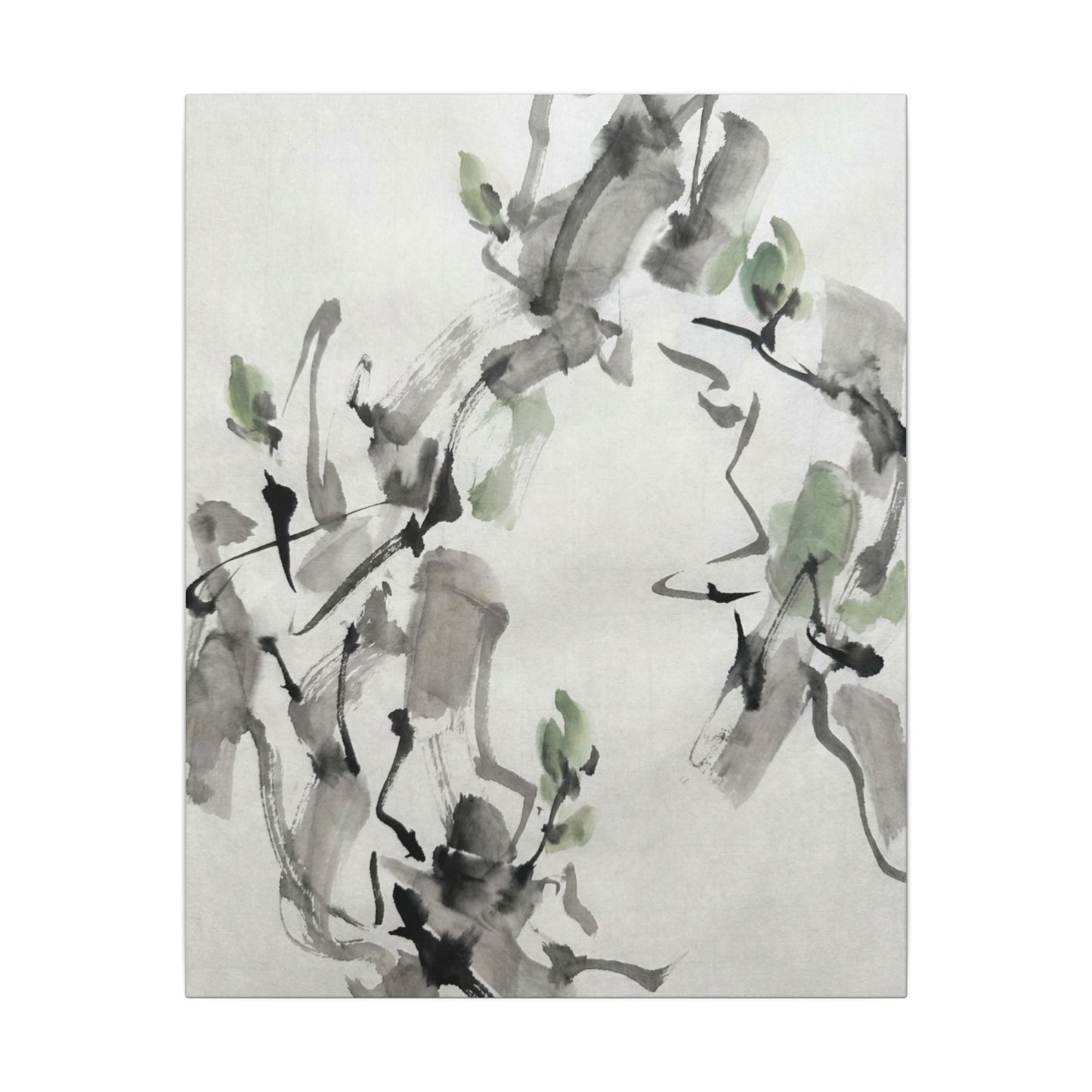 Zen Ink Brushstroke in Overcast | Sumi E Canvas Art