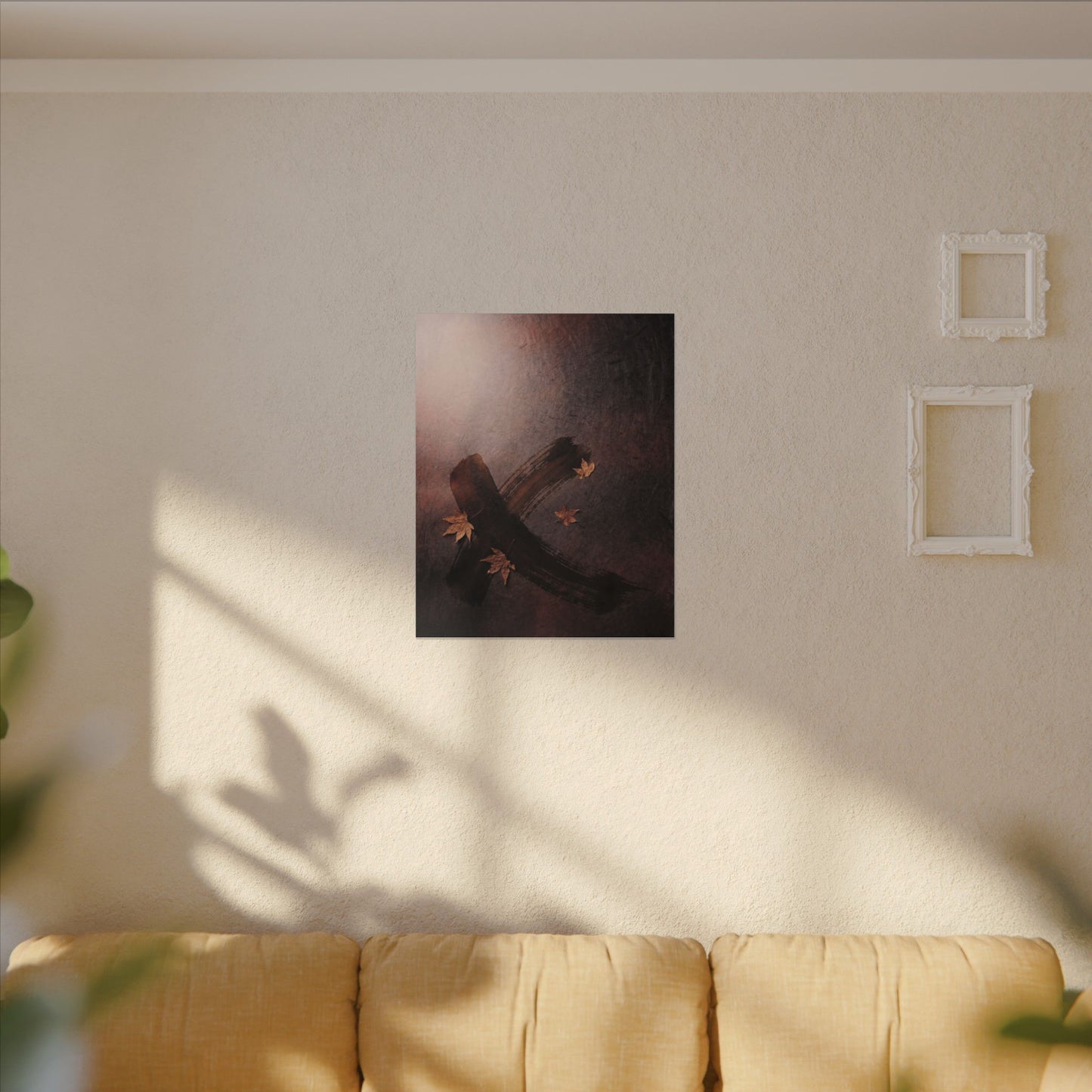 Moody Ink Brushstroke Canvas Art - Moody Minimal Dark Japandi