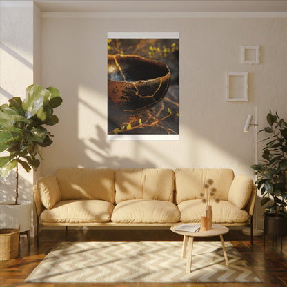Kintsugi Ceramic Bowl in Golden Hour | Gold Vein Canvas Art
