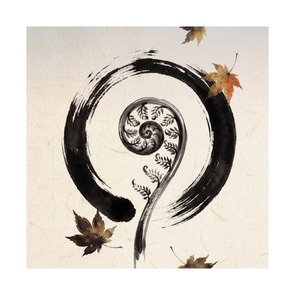 Autumn Fern Unfurling Enso Wall Art Print | Peaceful Decor