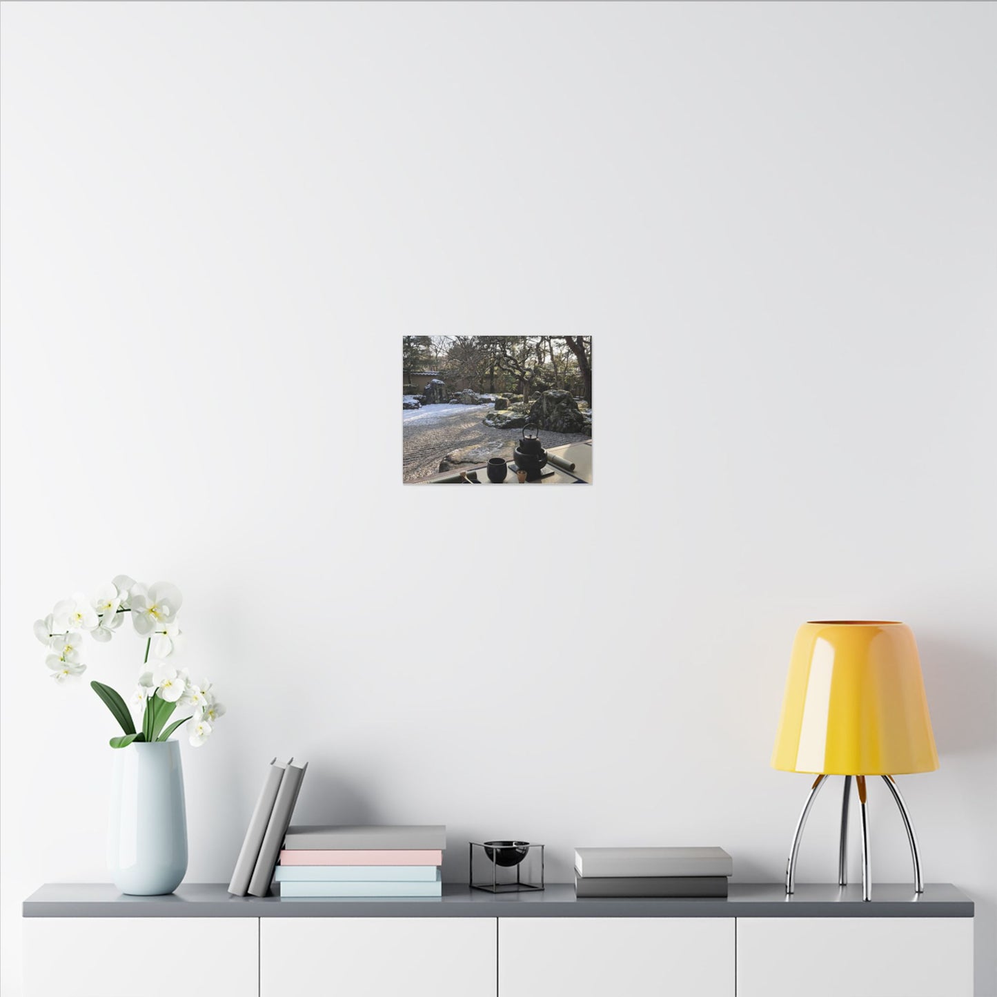 Winter Tea Ceremony Karesansui Canvas Art | Serene Decor