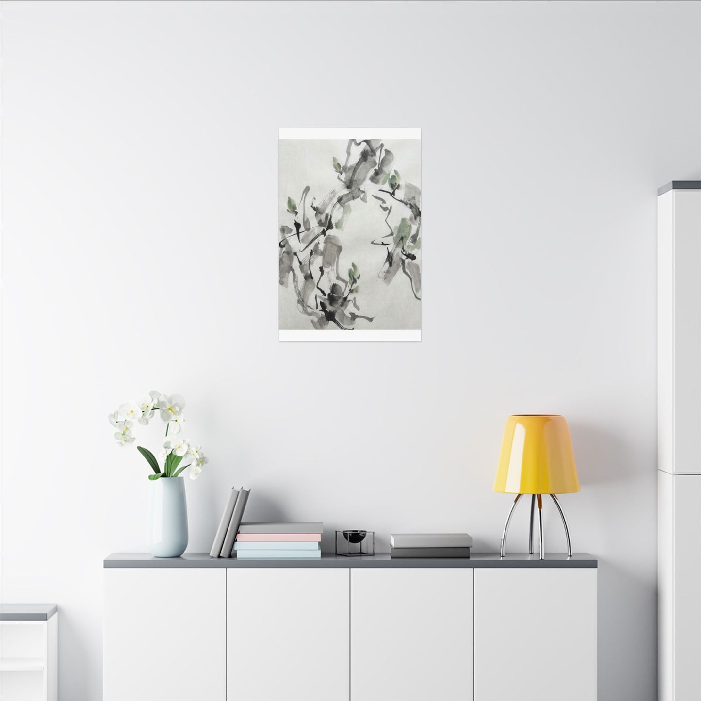 Zen Ink Brushstroke in Overcast | Sumi E Canvas Art