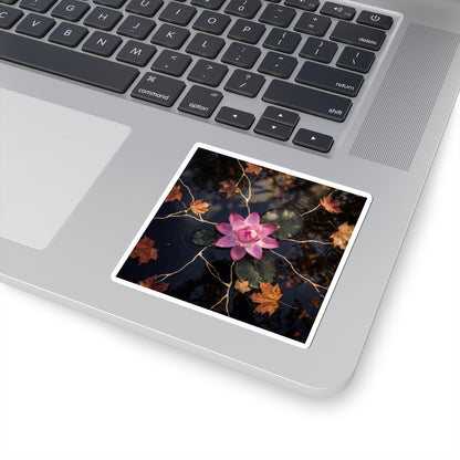 Lotus Flower Autumn Sticker | Kintsugi Beautiful Design