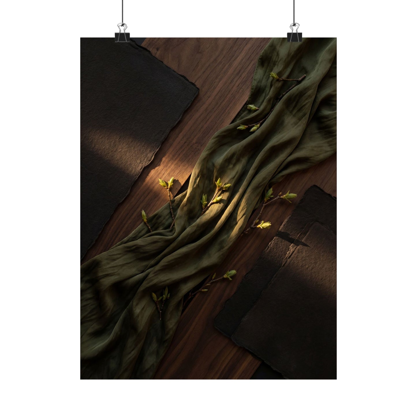 Silk Drape Spring Wall Art Print | Dark Japandi Bold Design Art Print