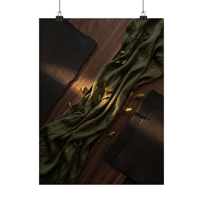 Silk Drape Spring Wall Art Print | Dark Japandi Bold Design Art Print