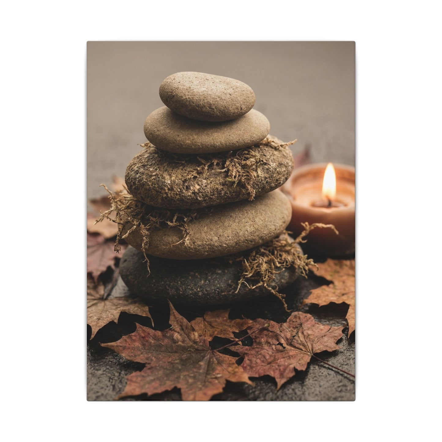 River Stones Canvas Art | Autumn Japandi Texture Art
