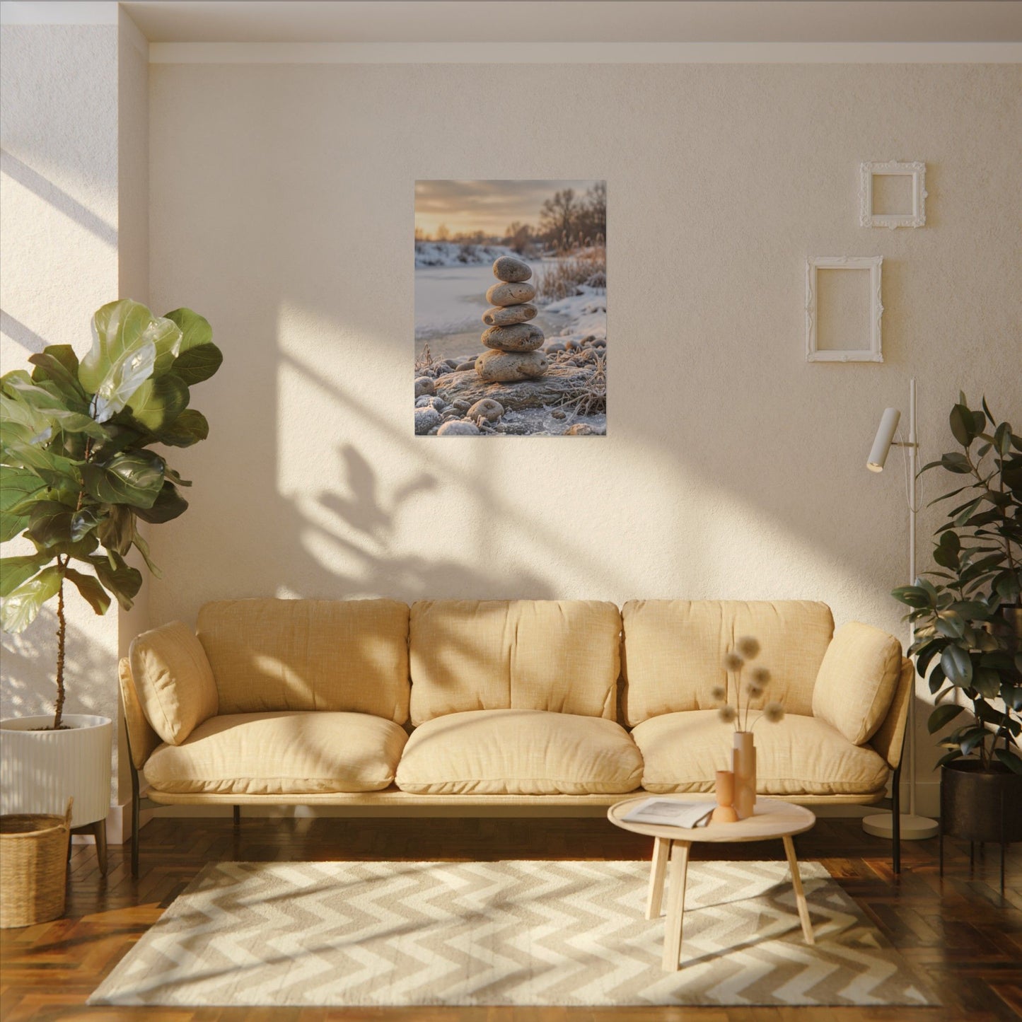 Ma River Stones Canvas Art - Japandi Japanese Pattern