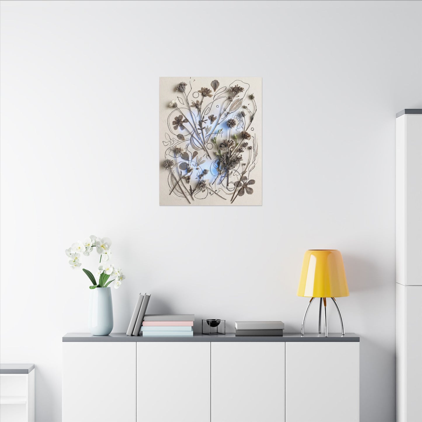 Dried Flowers Minimal Line Canvas Art | Elegant Japandi Art