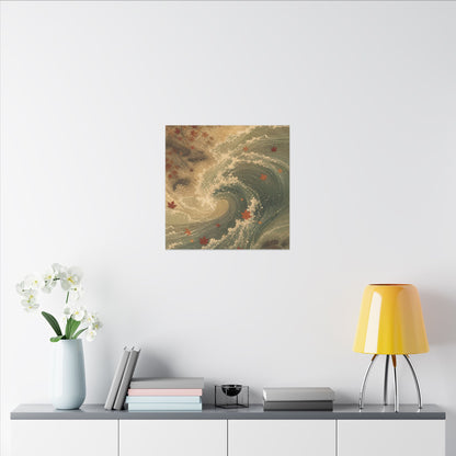 Japandi Ocean Wave in Candlelight | Japanese Pattern Canvas Art