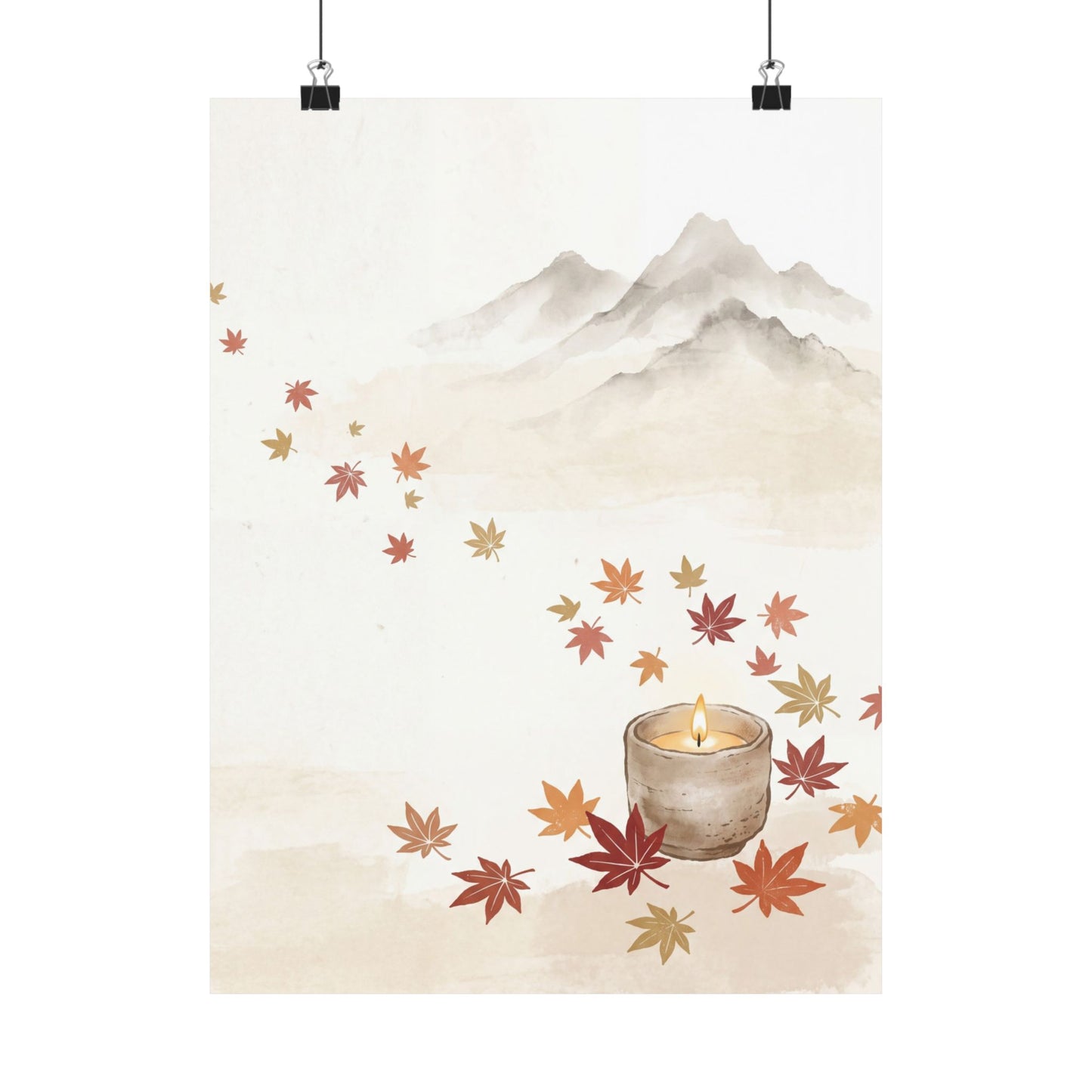 Mountain Mist Wall Art Print | Autumn Japandi Japanese Pattern Art