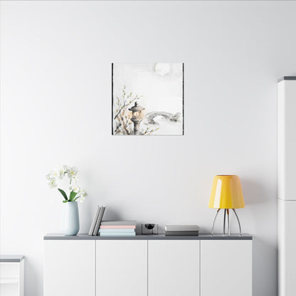 Moonlit Garden Spring Canvas Art | Zen Contemplative Design