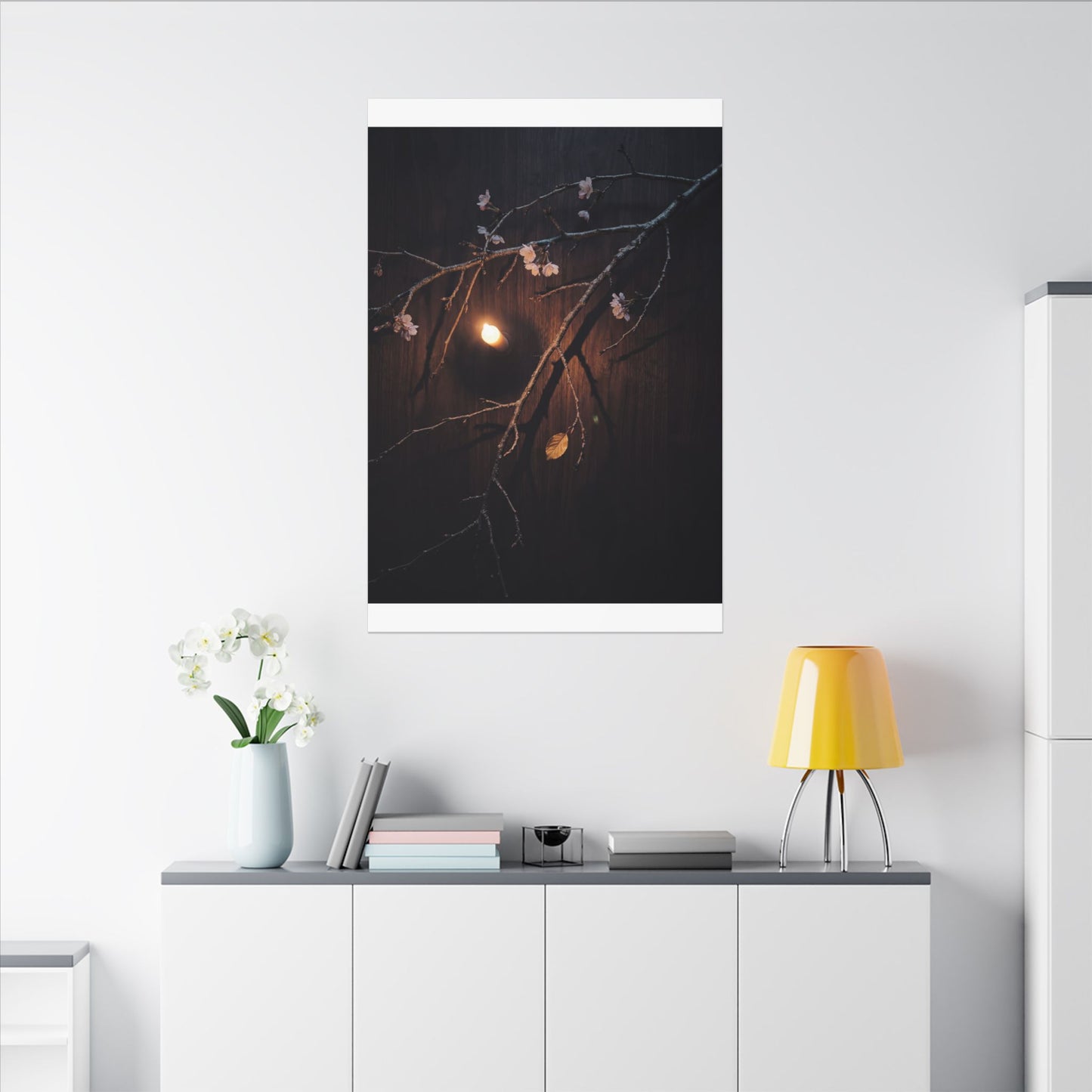 Datsuzoku Cherry Blossom Canvas Art - Dark Japandi Moody Minimal