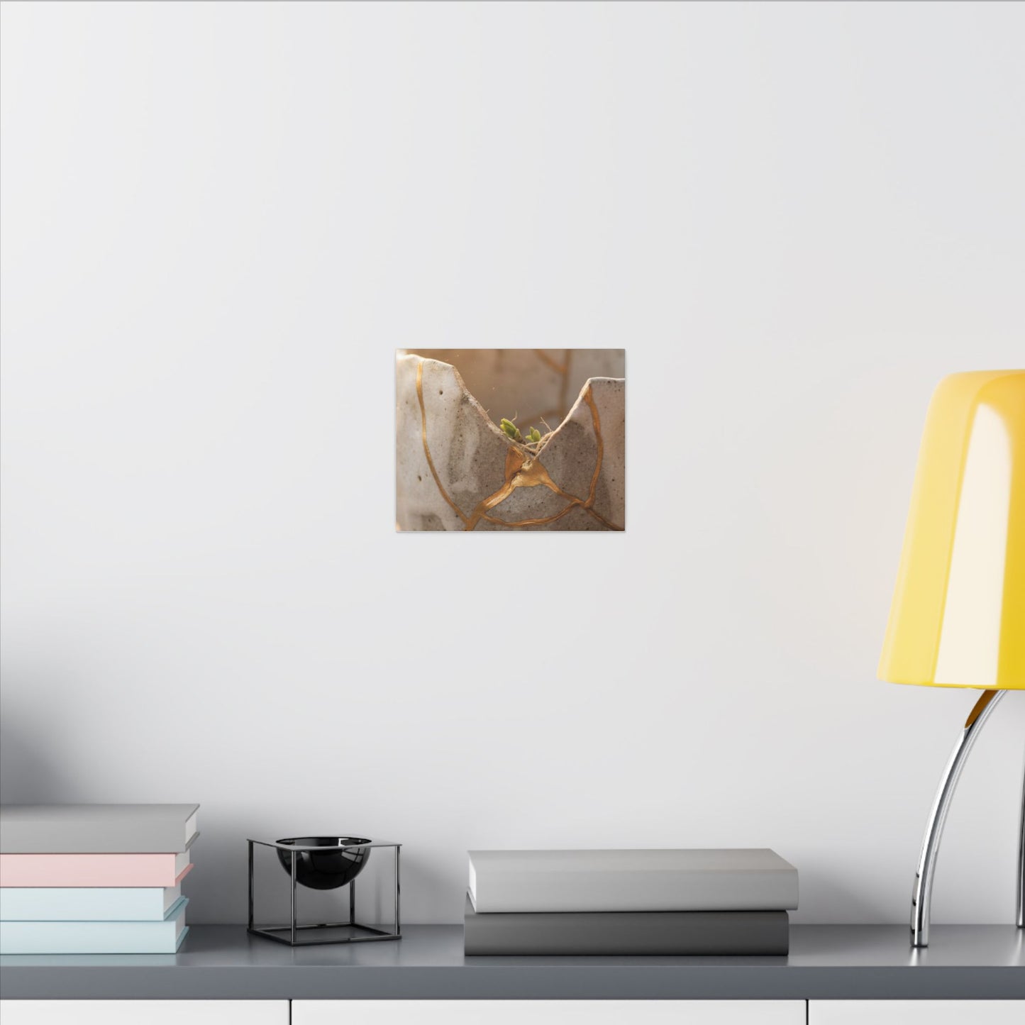 Golden Hour Broken Pottery Canvas Art - Japandi Kanso