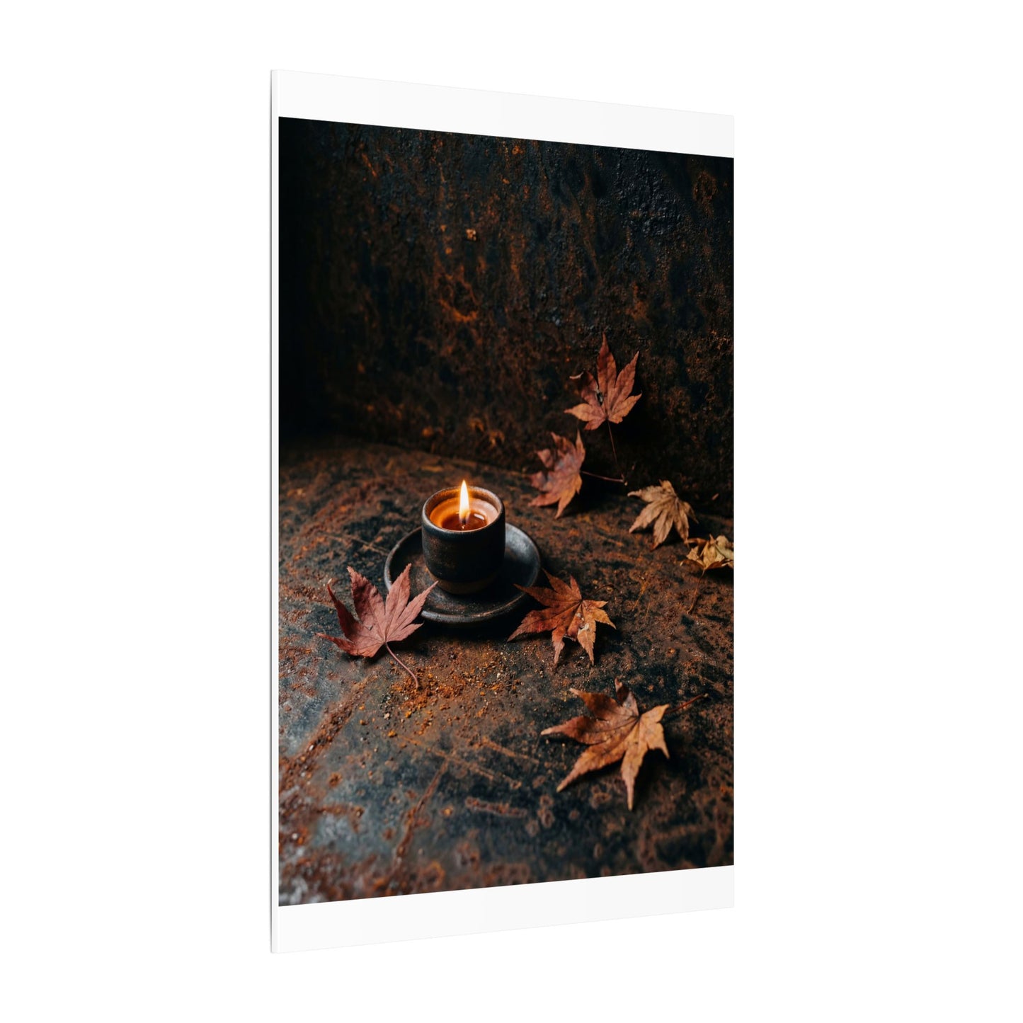 Dark Japandi Rust Patina in Candlelight | Shadow Zen Canvas Art