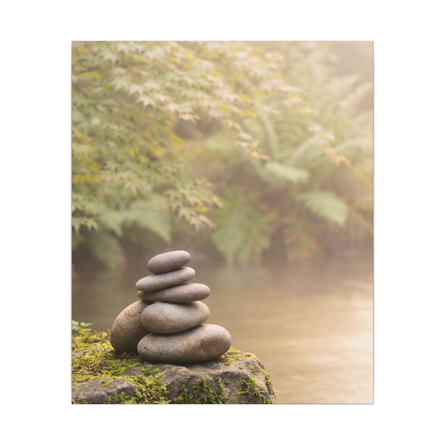 Cozy River Stones Canvas Art - Japanese Pattern Japandi