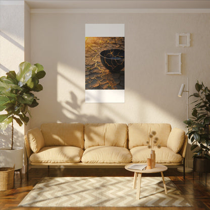 Golden Hour Cracked Earth Canvas Art - Kintsugi Fukinsei