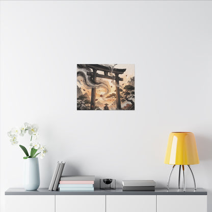 Torii Gate Ukiyo E Inspired Canvas Art | Serene Zen Art