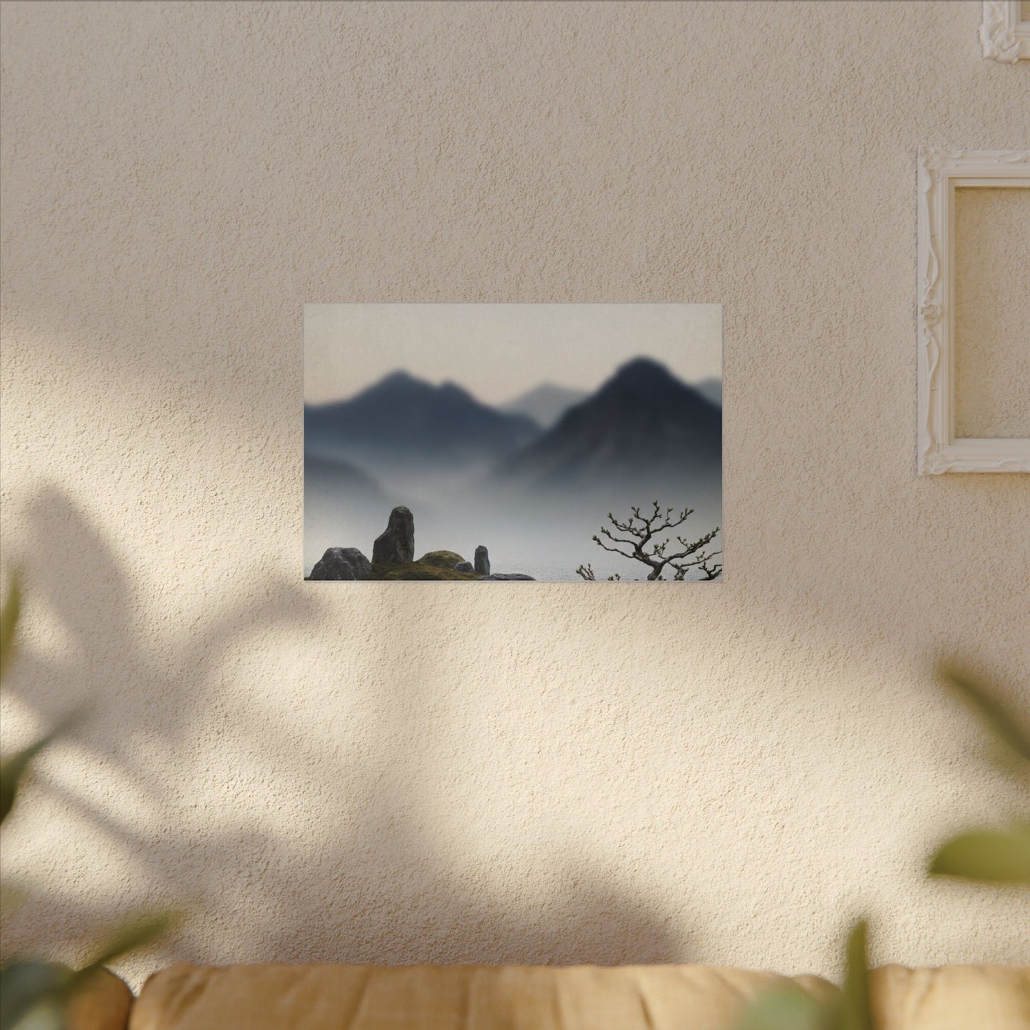 Mountain Mist Karesansui Canvas Art | Contemplative Zen Art