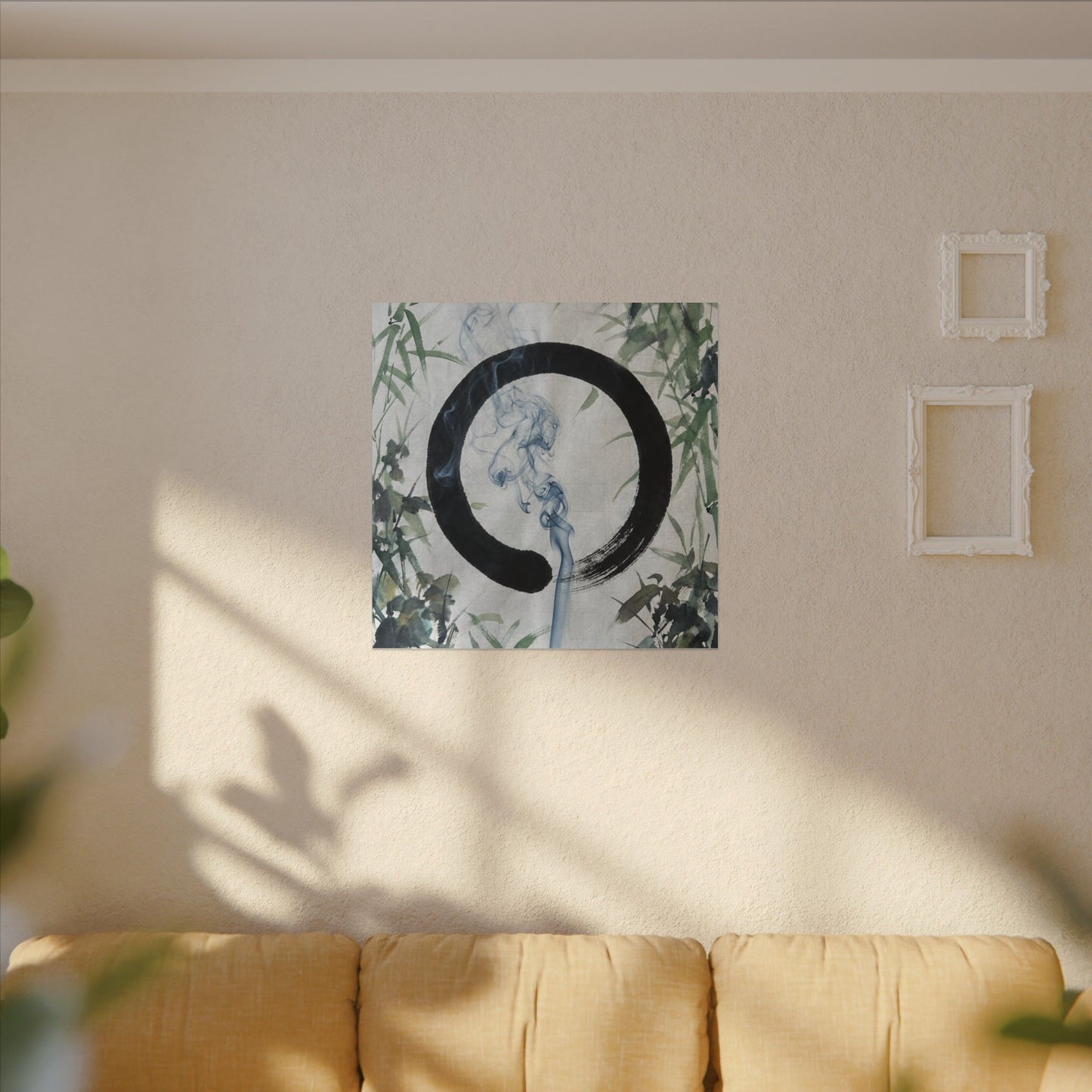 Zen Incense Smoke in Moonlight | Enso Canvas Art