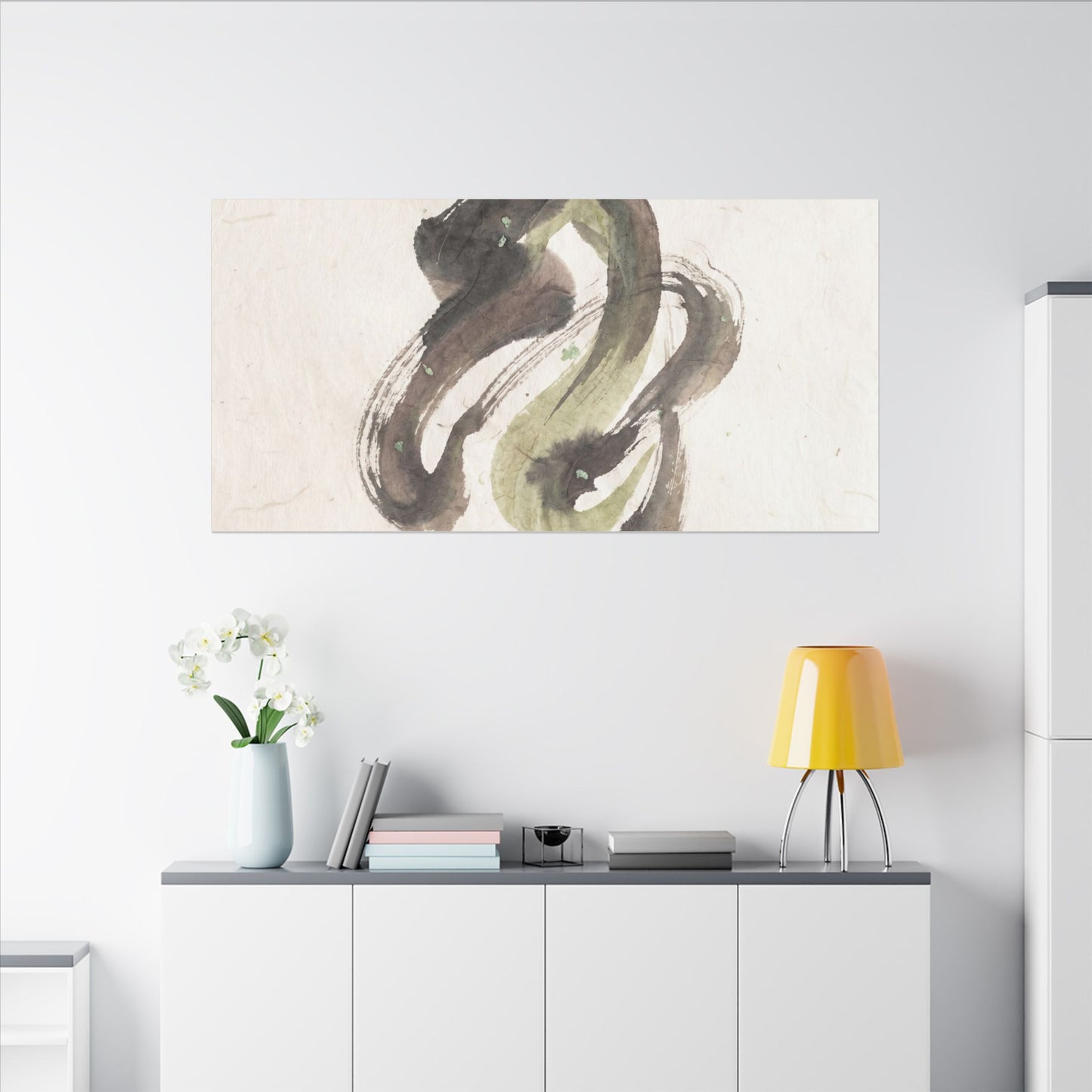Ink Brushstroke Canvas Art | Spring Japandi Japanese Pattern Art