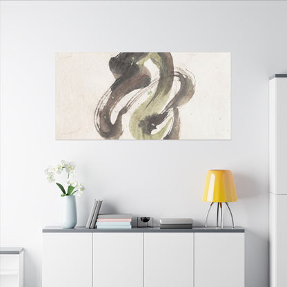 Ink Brushstroke Canvas Art | Spring Japandi Japanese Pattern Art