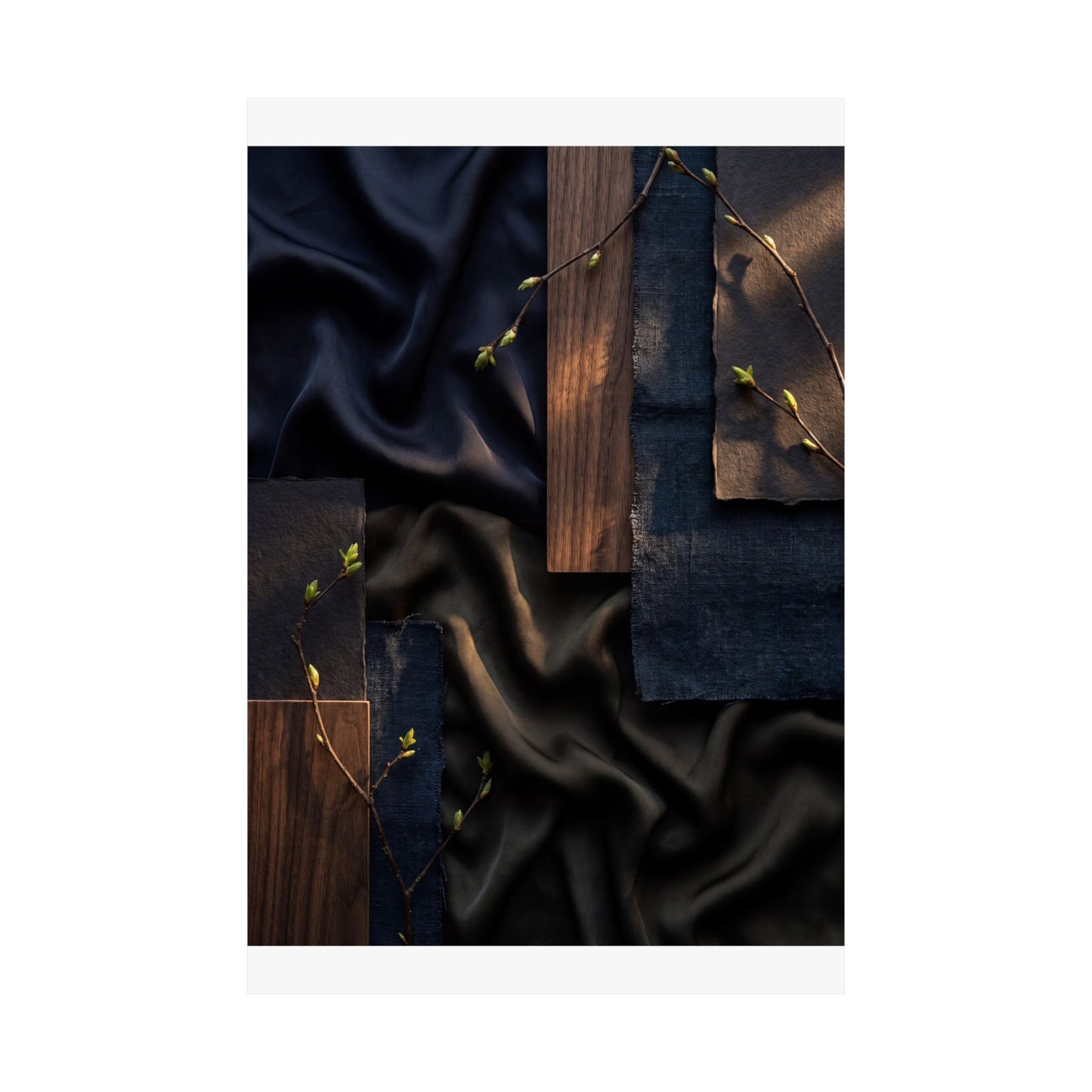 Silk Drape Wall Art Print | Spring Dark Japandi Dark Texture Art