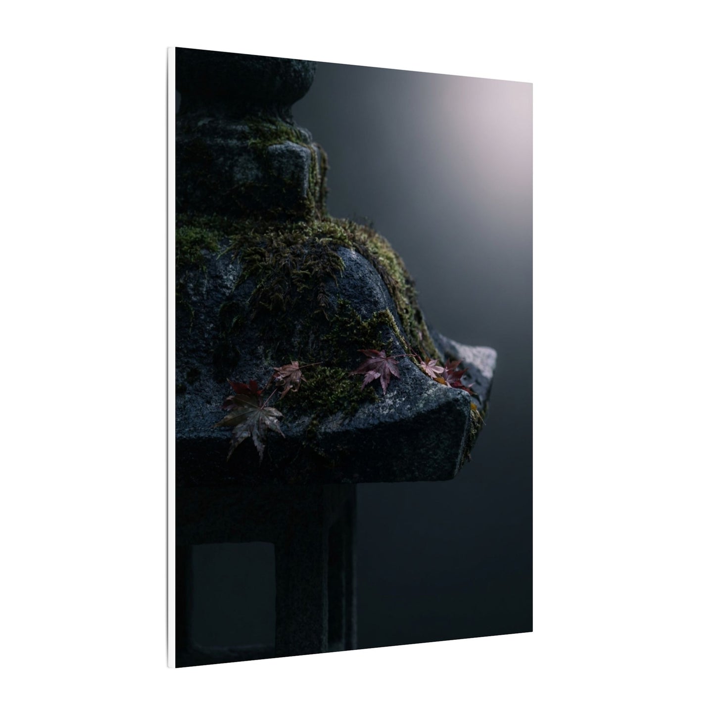 Stone Lantern Moody Minimal Canvas Art | Sophisticated Dark Japandi Art