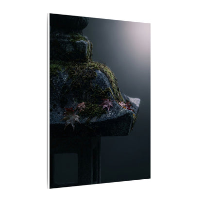 Stone Lantern Moody Minimal Canvas Art | Sophisticated Dark Japandi Art