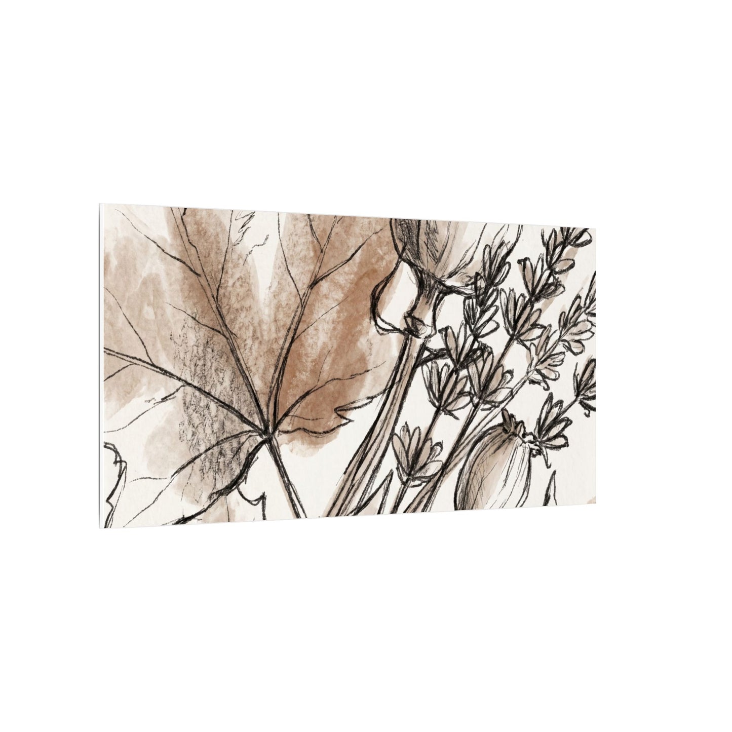Neutral Dried Flowers Canvas Art - Minimal Line Japandi