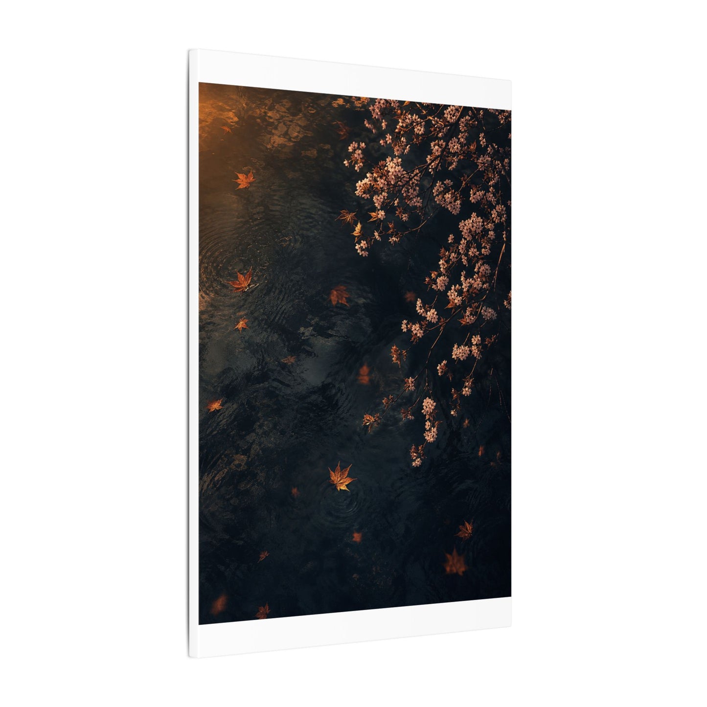 Golden Hour Cherry Blossom Canvas Art - Dark Japandi Kanso